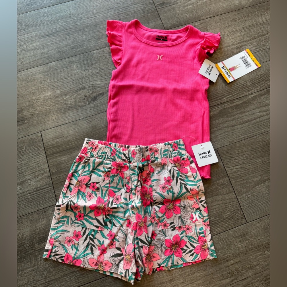 Hurley Vibrant Pink Top and Floral Shorts